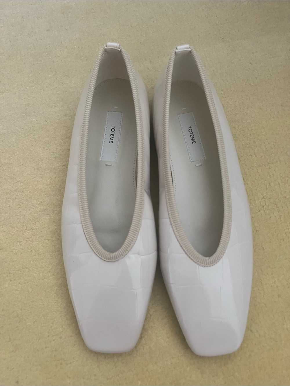 Toteme Ivory Quilted Ballet Flats